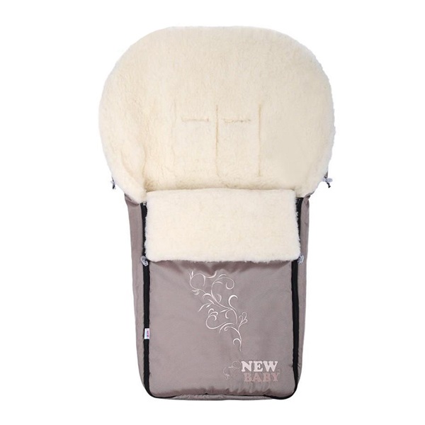 Luksusowy śpiworek z owczego runa New Baby beżowy