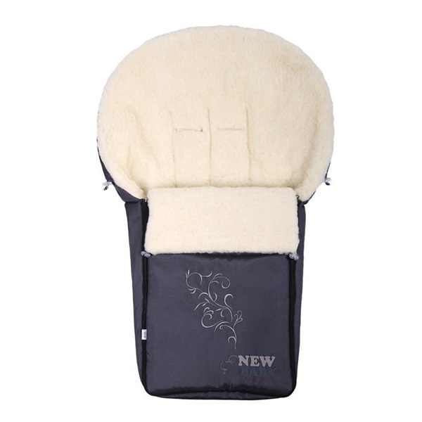 Luksusowy śpiworek z owczego runa New Baby siwy