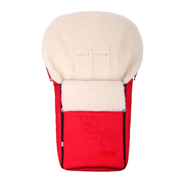 Luksusowy śpiworek z owczego runa New Baby czerwony