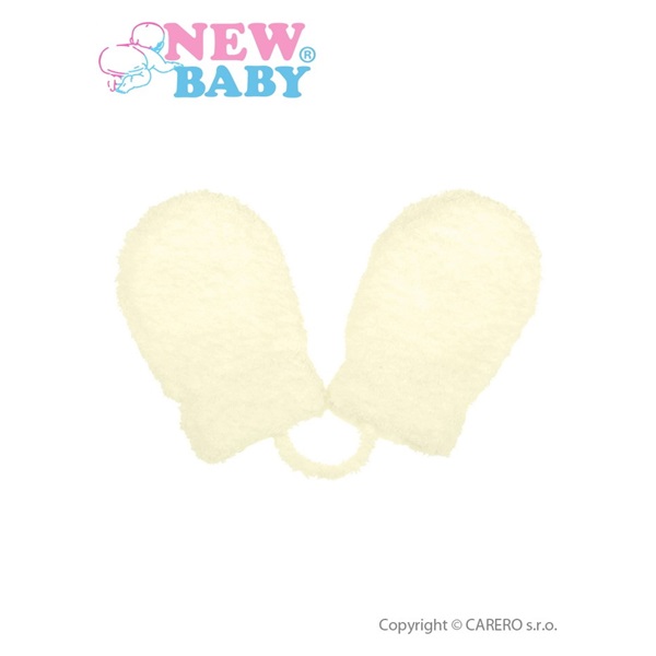 Dziecięce zimowe rękawiczki New Baby z sznurkami ecri