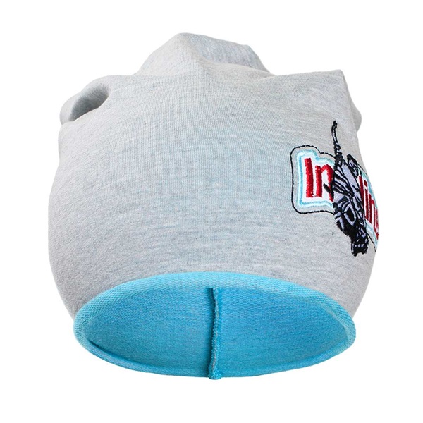 Jesienna dziecięca czapka New Baby In-line szaro-turkusowa