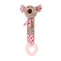 Grzechotka pluszowa z piszczkiem Baby Mix myszka różowa