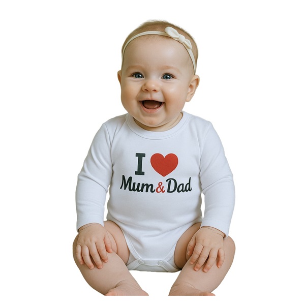 Body z nadrukiem New Baby I Love Mum and Dad