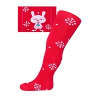 Bawełniane rajstopy New Baby czerwone z śnieżynkami i kotkiem