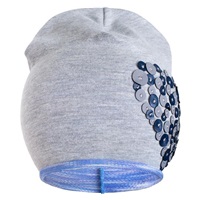 Wiosenna czapka New Baby serduszko szaro-fioletowa