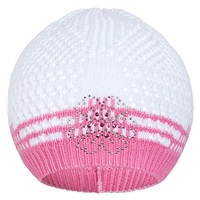 Czapka z dzianiny New Baby kwiatek różowa