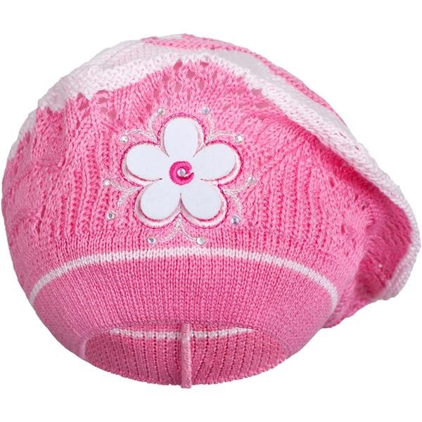 Czapka-beret z dzianiny New Baby ciemno różowa
