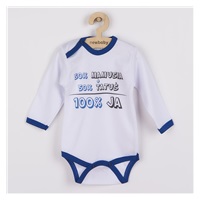 Body z nadrukiem New Baby 50% MAMUSIA + 50% TATUŚ - 100% JA niebieskie