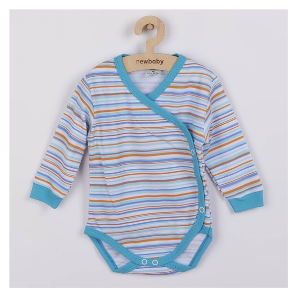 Bawełniane body z długim rękawem New Baby Puppik 2 turkusowe