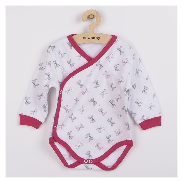 Niemowlęce całorozpinane body New Baby Kokarda amarant