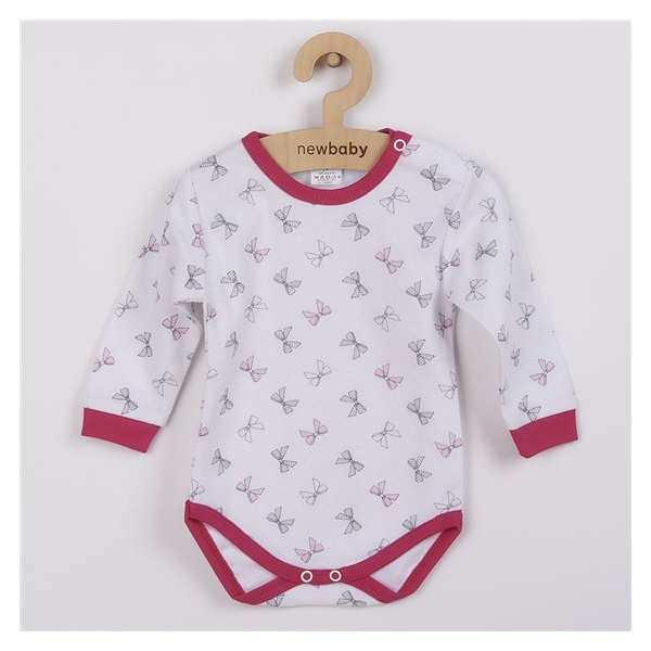 Niemowlęce bodyz długim rękawem New Baby Kokarda amarant