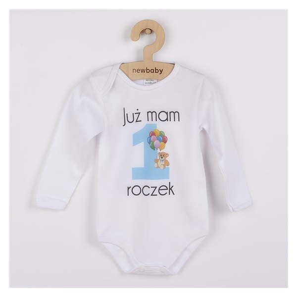 Body z nadrukiem New Baby JUŻ MAM 1 ROCZEK niebieskie