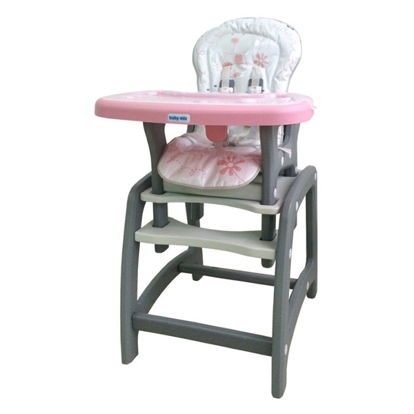 DRUGA JAKOŚĆ Krzesełko do karmienia Baby Mix 2w1 różowe