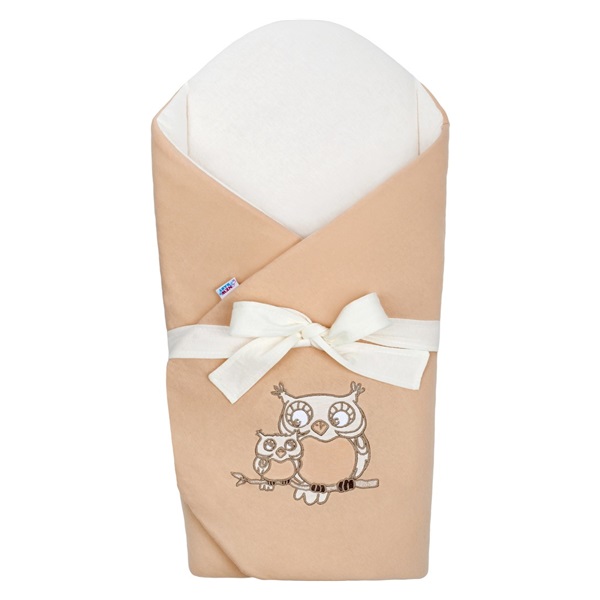 Becik z kokardą i usztywnieniem New Baby Sówki brązowy