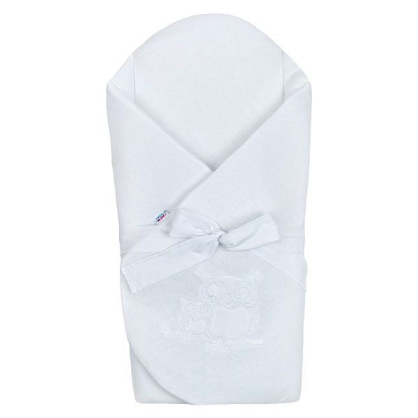 Becik z kokardą usztywnieniem New Baby Sówki biały