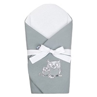 Becik z kokardą i usztywnieniem New Baby Sówki szary