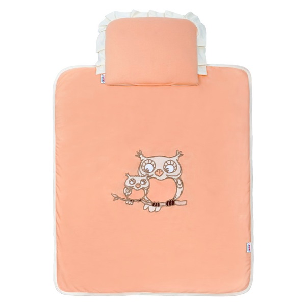 Zestaw pościeli do wózeczka New Baby Sówki coral