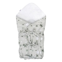 Klasyczny rożek wiązany New Baby szary gwiazdki szare