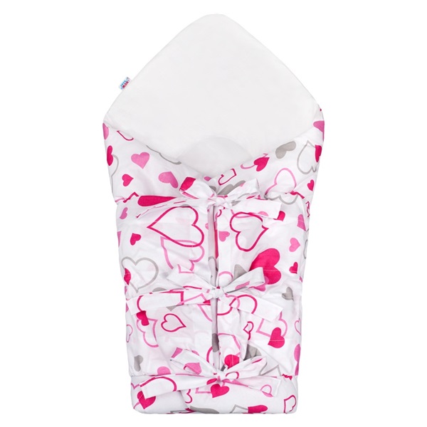 Klasyczny rożek wiązany New Baby różowe serduszka