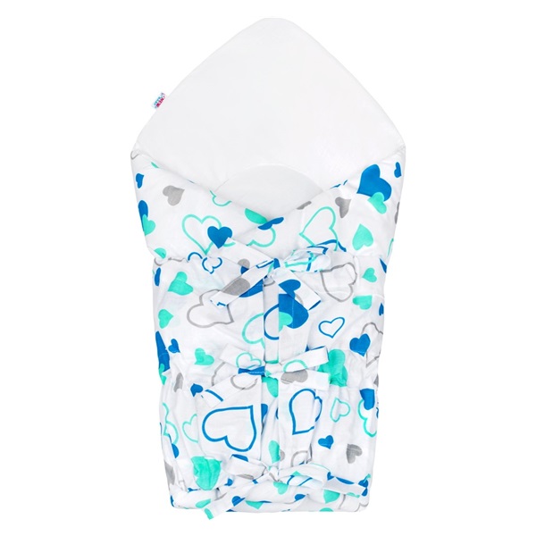 Klasyczny rożek wiązany New Baby niebieskie serduszka