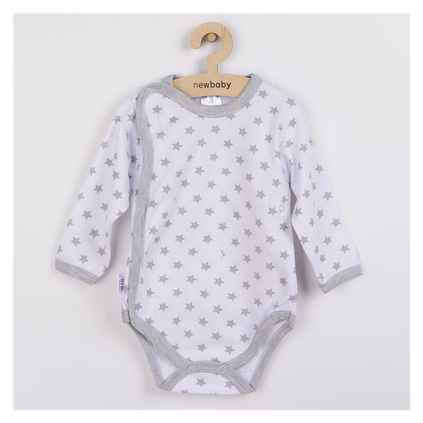 Niemowlęce całorozpinane body New Baby Classic II szare z gwiazdkami