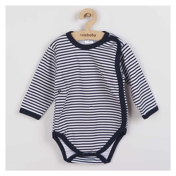 Niemowlęce całorozpinane body New Baby Classic II w granatowe paski
