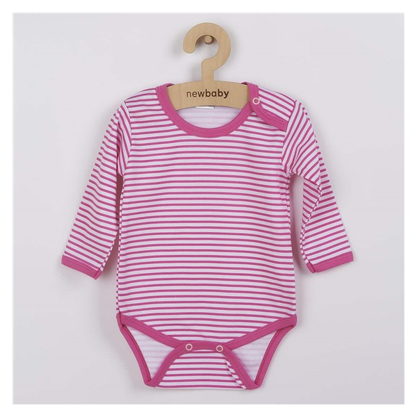 Niemowlęce body New Baby Classic II w amarantowe paski