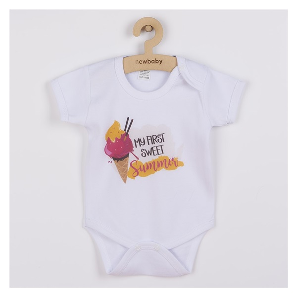Body z nadrukiem New Baby MY FIRST SWEET Summer różowe