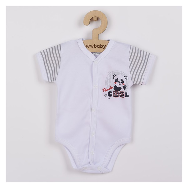 Całkowicie rozpinane body niemowlęce z krótkim rękawem New Baby Panda