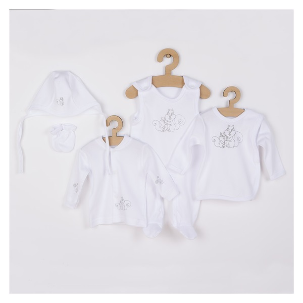 5-częściowy zestaw New Baby Wiewiórki w pudełku biały