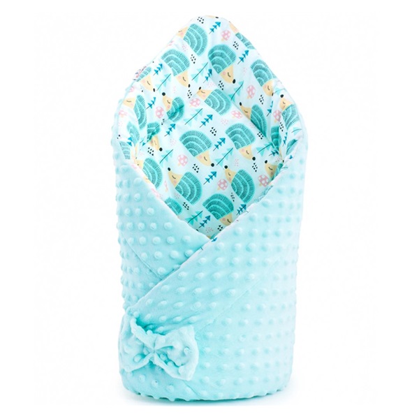 Dwustronny becik z Minky New Baby 75x75 cm jeżyk miętowy