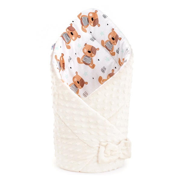 Dwustronny becik z Minky New Baby 75x75 cm teddy beżowy