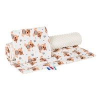 Dwustronny Zestaw z Minky do wózka New Baby teddy beżowy