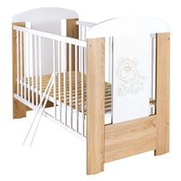 Łóżeczko dla dzieci New Baby Miś z gwiazdką z opuszczalnym bokiem dąb