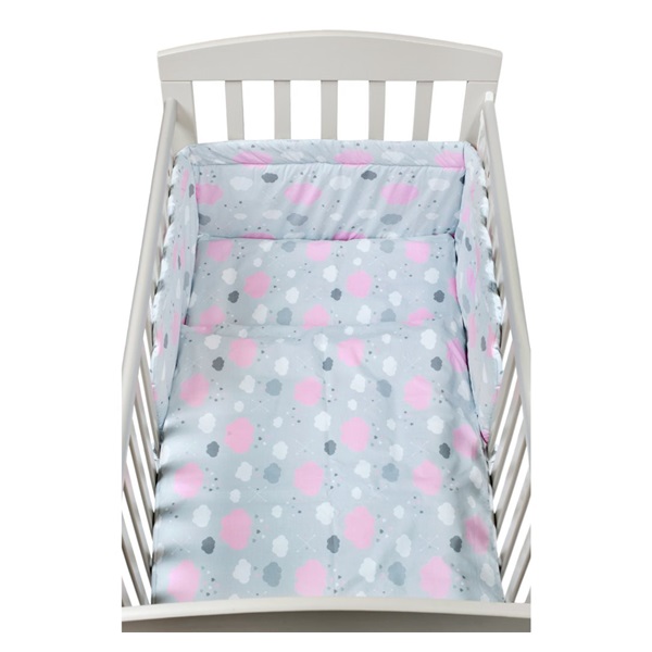 3-częściowy zestaw pościeli New Baby 90/120 chmurki różowe