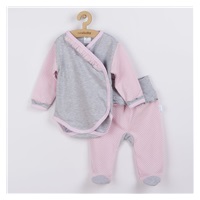 2-częściowy niemowlęcy komplet New Baby Kropka II szaro-różowy