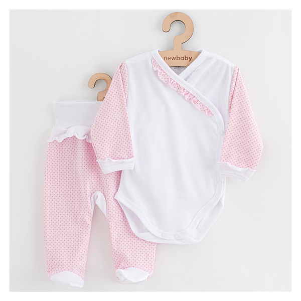 2-częściowy niemowlęcy komplet New Baby Kropka II biało-różowy