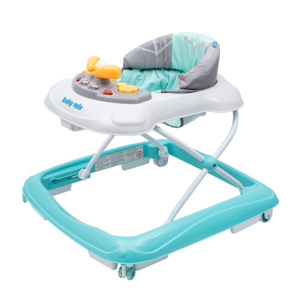Chodzik Baby Mix z kierownicą i silikonowymi kółkami miętowy