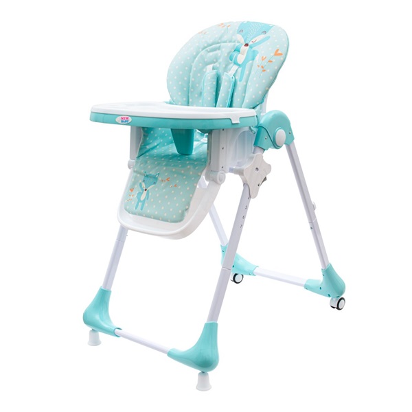Krzesełko do karmienia NEW BABY Minty Fox - ekoskóra i wkładka dla mniejszych dzieci