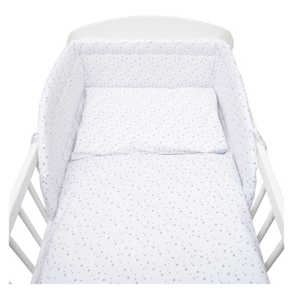 3-częściowa pościel New Baby 90/120 cm biała szare gwiazdki