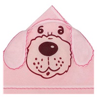 Dziecięce frote okrycie 80x80 piesek różowe