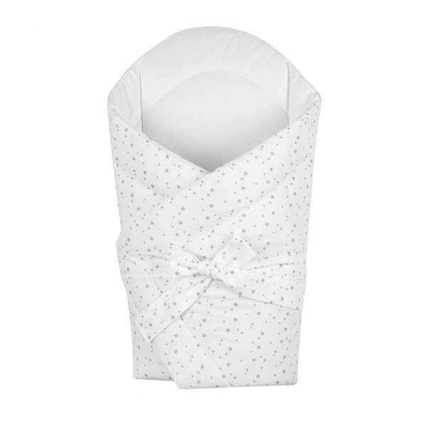 Becik z kokosowym wkładem New Baby biały szare gwiazdki