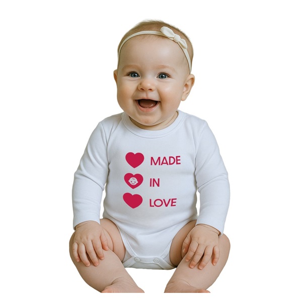 Body z nadrukiem New Baby MADE IN LOVE