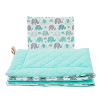 Dwustronny Zestaw z Velvet do wózka New Baby słonie miętowy