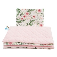 Dwustronny Zestaw z Velvet do wózka New Baby kwiaty różowy