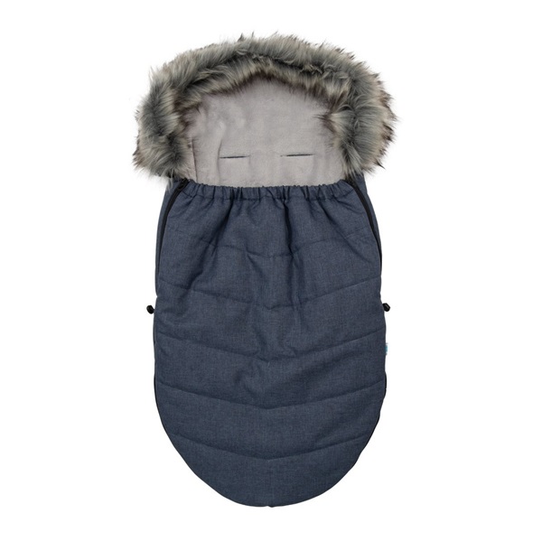 Śpiwór do wózka NEW BABY z futerkiem granatowy
