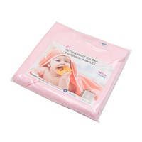 Okrycie kąpielowe frotte z kapturkiem i haftem New Baby 80x80 różowe słonik