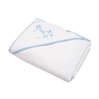 Okrycie kąpielowe frotte z kapturkiem i haftem New Baby 100x100 białe żyrafka