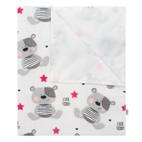 Flanelowa pieluszka podszyta ceratką New Baby Cute Teddy różowa