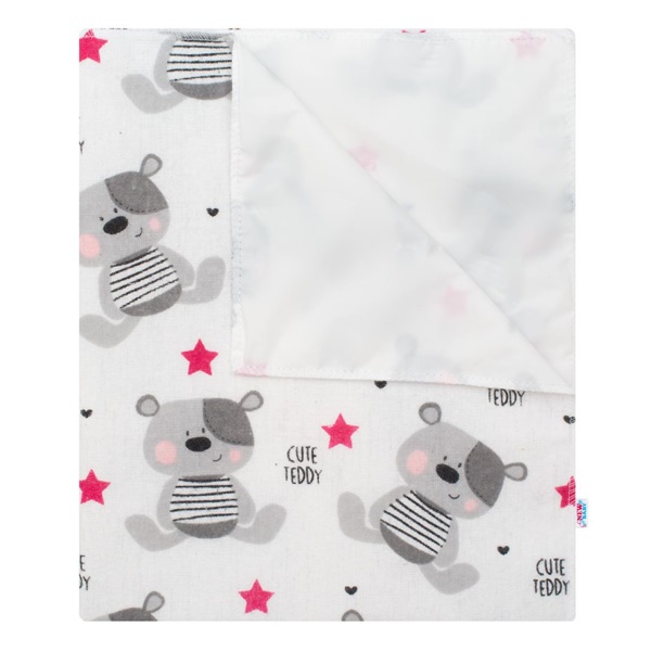 Flanelowa pieluszka podszyta ceratką New Baby Cute Teddy różowa